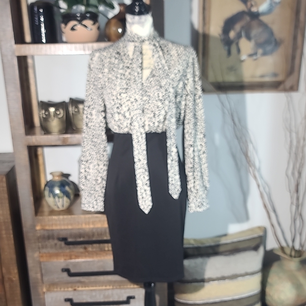 Grace Karin Leapord Patterned Top With Sleek Black Skirt